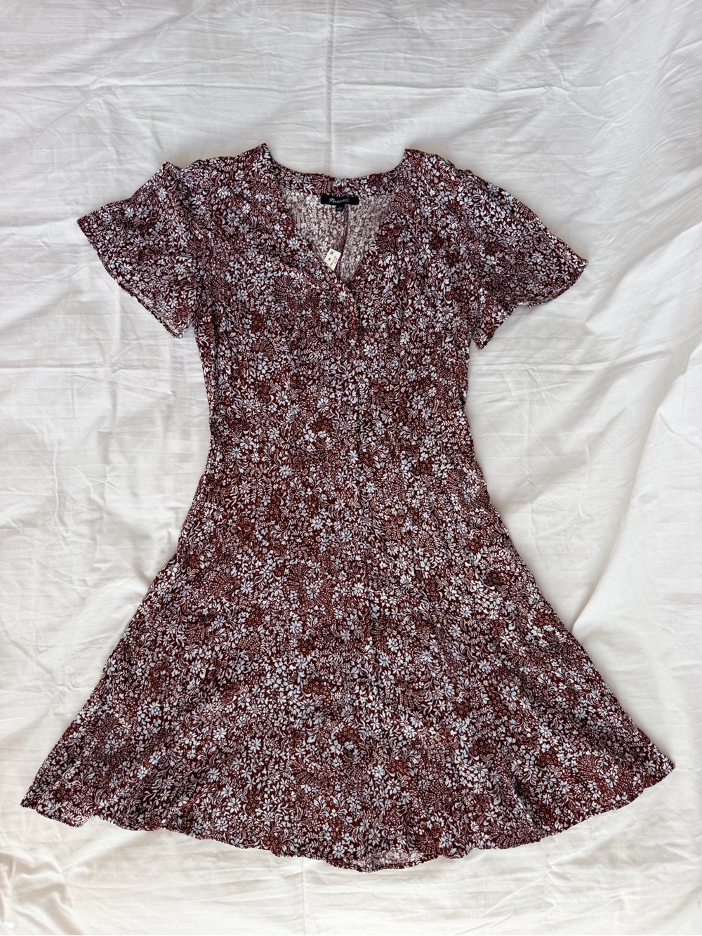 Madewell Floral Short Sleeve Mini Dress